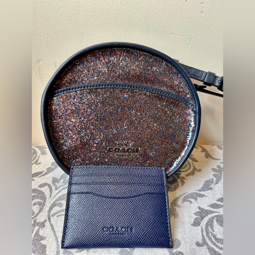 Brand New Coach Sparkly Crossbody WITH Matching Slim Card Holder